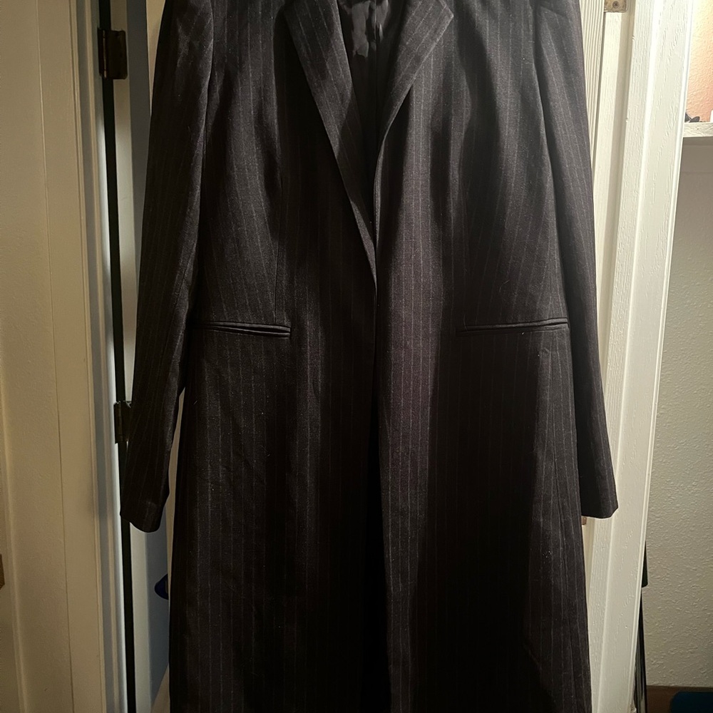 Calvin Klein Charcoal Pinstripe Coat